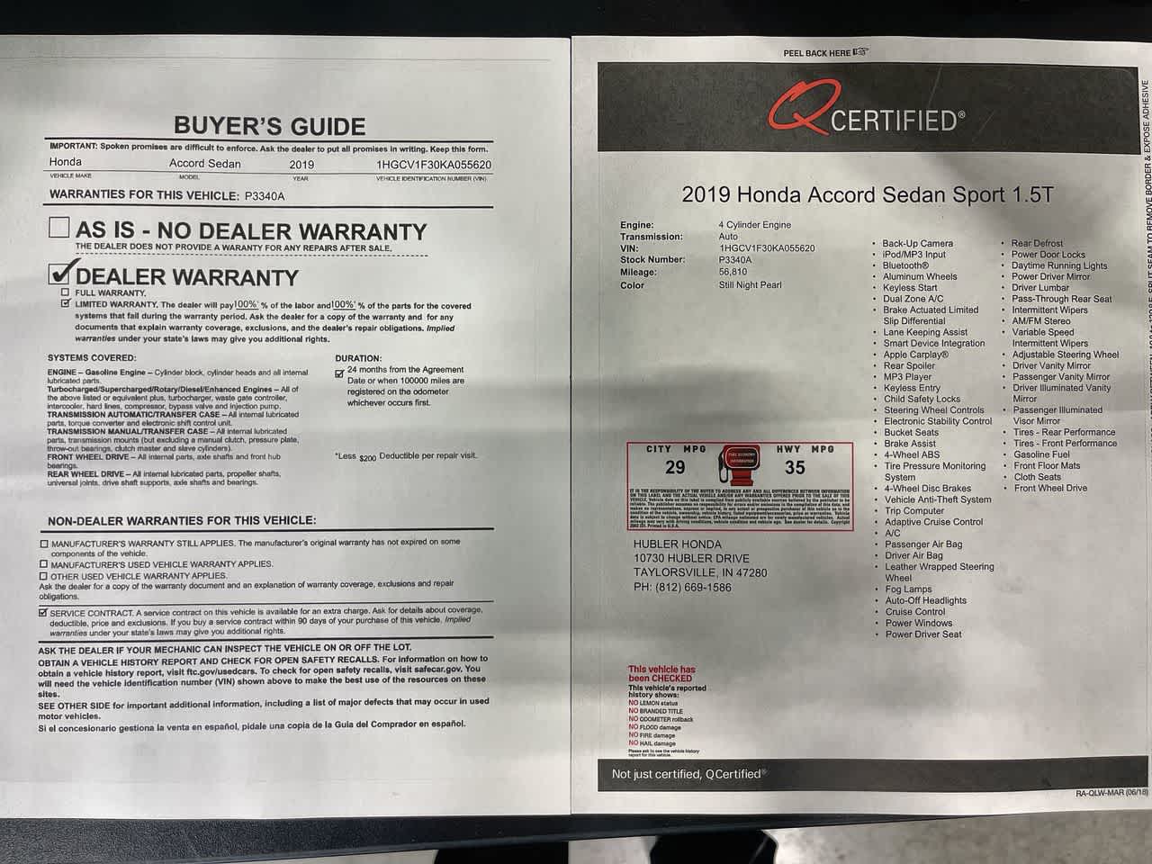 2019 Honda Accord Sedan Sport 1.5T