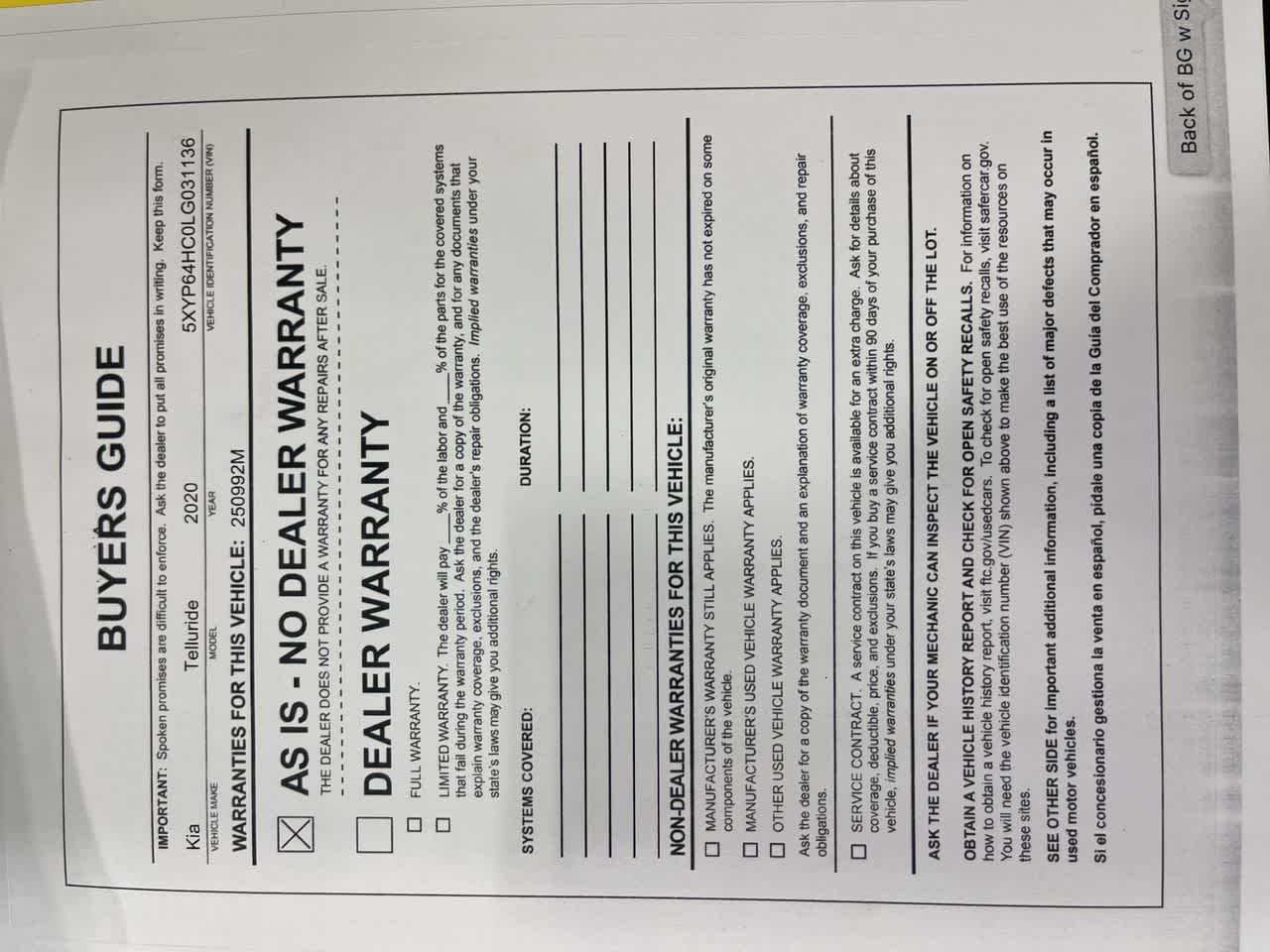 2020 Kia Telluride S